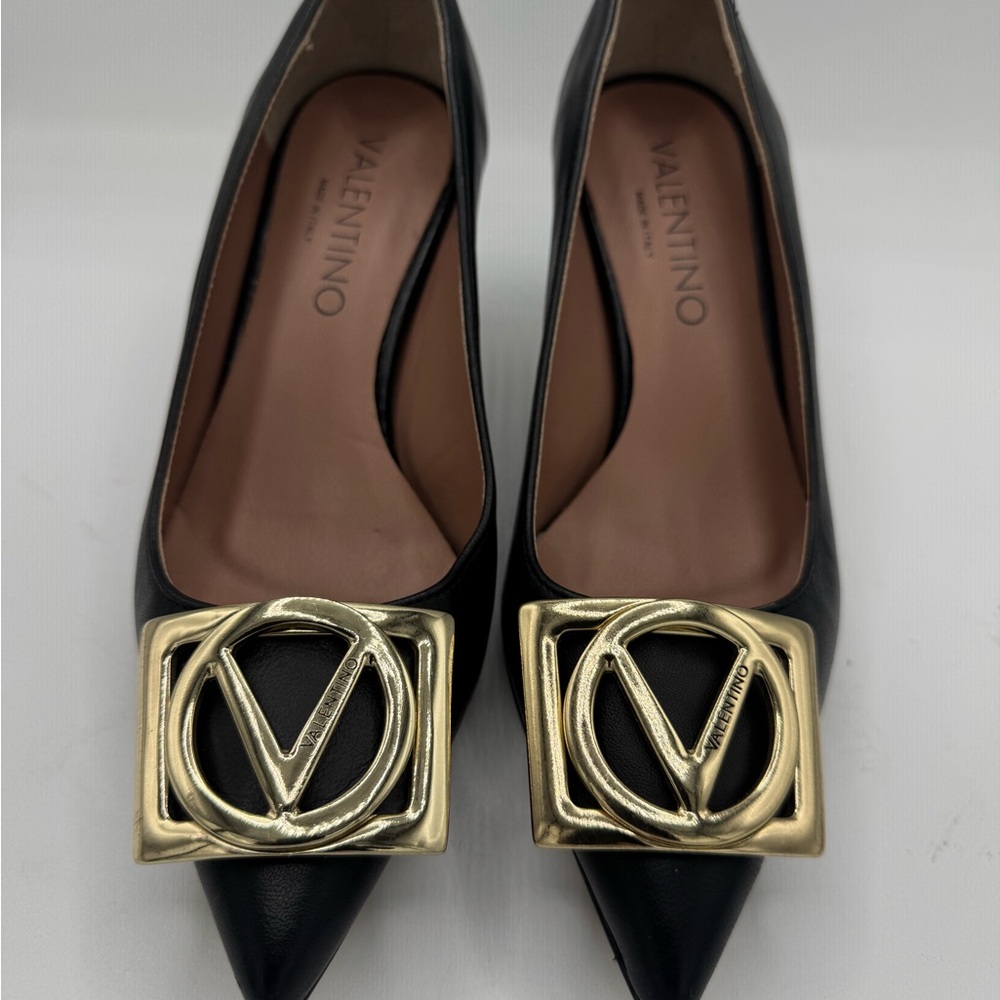 Valentino Black and Gold Pumps with Elegant Design